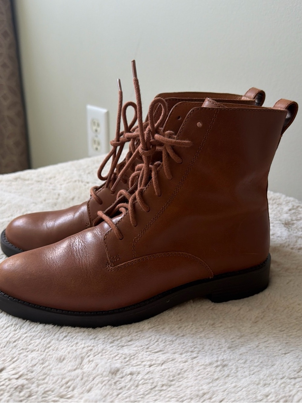 Madewell Evelyn Lace Up Ankle Combat Boots Dried Maple Brown